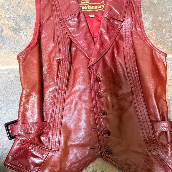 Burgundy Leather Jacket and Vest Set - Picture 6 of 10